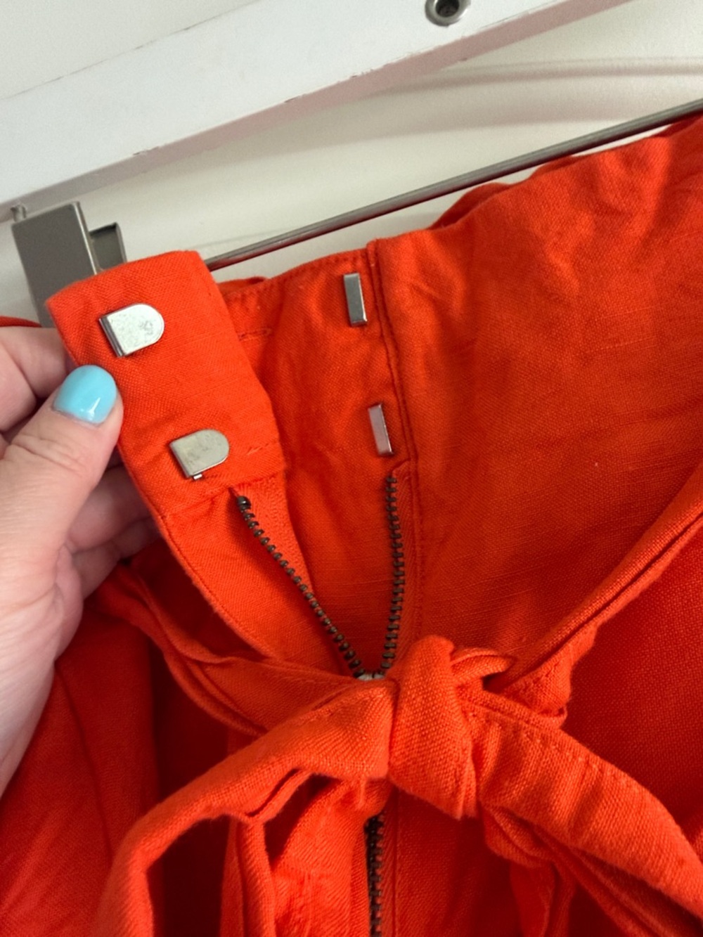 LOFT Orange High-Waist Tie Paperbag Shorts - Picture 4 of 7